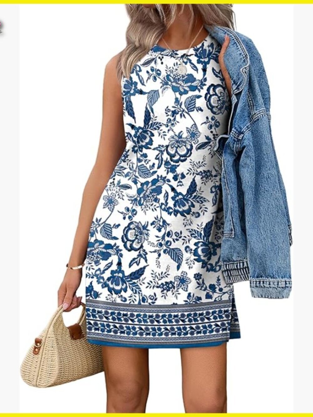 Crewneck Sleeveless Tank Dress Summer Spring Boho Casual Vacation Wear
